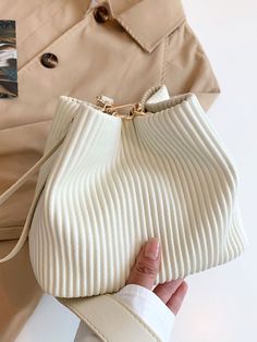 Bag For Love - Minimalist Textured Bucket Bag - Women Shoulder Bags Product Description Color White Strap Type Top Handle Pattern Type Plain Style Fashionable Bag Size Small Quantity 1 piece Type Bucket Bag Composition 100% Polyurethane Material PU Leather Size Chart INCH CM Size Bag Width Bag Height Bag Length one-size 5.5 6.7 8.3 Size Bag Width Bag Height Bag Length one-size 14 17 21 Similar Products h2 { text-align: center; } .red-box { width: 100%; display: flex; flex-direction: row; flex-wr Classy Purses, Brown Clutch, My Style Bags, Bag Suitcase, Adjustable Bag, Girly Bags, Fancy Bags, Luxury Purses, Pretty Bags