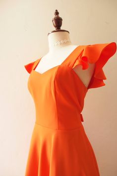 OLIVIA Orange Dress Orange Bridesmaid Dress Swing Dance | Etsy Flirty Sleeveless Orange Dress, Fitted Orange Dress With Sweetheart Neckline, Orange Party Dress With Sweetheart Neckline, Orange Fitted Dress With Sweetheart Neckline, Cute Ruffled Dresses For Bridesmaids, Cute Ruffled Bridesmaid Dress, Cute Bridesmaid Dresses With Ruffles, Summer Orange Dresses With Fitted Bodice, Fitted Orange Dress With Ruffles