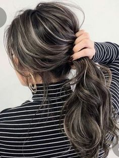 Black Hair Balayage, Ash Hair Color, Dark Hair With Highlights, Highlights Hair, Blending Gray Hair, Gray Hair Highlights, Brown Hair Balayage, Christmas Breakfast, Grey Hair Color