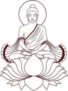 buddha sitting on the lotus with his eyes closed