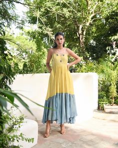 Yellow Embroidered Silk Maxi Dress at Kamakhyaa by Taro. This item is Blue, Dusk To Dawn, Embroidered, Evening Wear, July Sale, July Sale 2023, Maxi Dresses, Modal silk, Natural, Regular Fit, Silk, Sleeveless Dresses, Womenswear Yellow Frocks For Women, Frocks For Women, Simple Frock, Haldi Outfit, Sustainable Clothing Brands