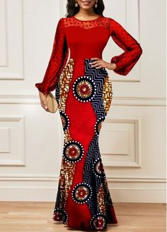 Color:Red;Size:M;Package Contents:1 X Dress;Occasion:Other;Style:Bohemian; Dots Clothing, Latest Dress For Women, Casual Party Outfit, Maxi Bodycon Dress, Fashion Dresses Online, African Design Dresses, Long Sleeve Maxi, White Midi Dress, African Attire