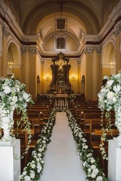 Church Wedding Reception Decorations, Church Wedding Ceremony Decorations, Simple Church Wedding Decorations, Church Wedding Catholic, Church Wedding Flowers Altar, Wedding In Church, Winter Church Wedding, Wedding Chapel Decorations, Wedding Flower Arrangements Church