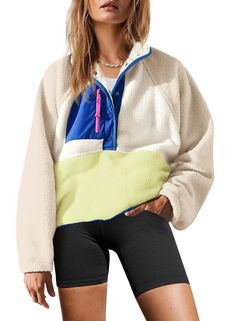 PRICES MAY VARY. Super soft fleece material, soft fluffy fleece fabric, comfortable and skin-friendly, makes you have a cute look, easy to match and wear it comfortable FASHION DEISGN: The button down sherpa pullover is very comfortable and loose to wear and you won't feel tight in it. It is made with soft fabric, nylon patches; zipper pockets; quarter-button closure, elastic cuffs, making it more comfy against the skin, can be worn next to your skin, you will never want to take it off. Features Womens Sherpa Jacket, Outfits Athletic, Fleece Cardigan, Button Down Sweater, Pleated Tennis Skirt, Fleece Jacket Womens, Sherpa Pullover, Jacket With Pockets, Fleece Shorts