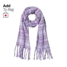 in stock Plaid, Scarf With Fringe, Plaid Blanket Scarf, Plaid Blanket, Blanket Scarf, Lilac, Pick Up, In Store, Buy Online