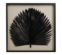 an art piece with black leaves in a frame