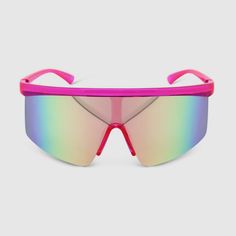 Oversized shield-style sunglasses. Made with lightweight plastic frame in a pink color with colorful lenses. UV protection lenses help shield eyes from the sun's harmful rays. Wild Fable™: A look for every story. If you’re not satisfied with any Target Owned Brand item, return it within one year with a receipt for an exchange or a refund. Gender: female. Age Group: adult. Sun Glass For Women, Girly Birthday Gifts, Preppy Sunglasses, Preppy Products, Pit Vipers, Sunglasses Colorful, Pit Viper, Preppy Stuff, Y2k Pink