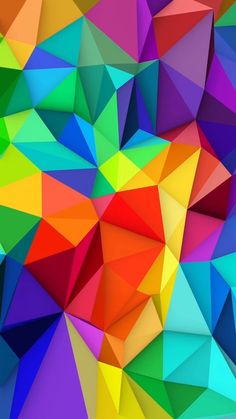 an abstract colorful background consisting of triangulars and triangles, all in different colors that appear to be multicolored