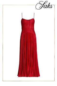 Amurs vibrant Cherry dress features pleating to shape the drop-waist maxi silhouette. Sweetheart neck Spaghetti straps Ruched waist Concealed back zip closure 100% polyester Dry clean Imported SIZE  FIT About 52 from shoulder to hem Model measurements: 5'10 tall Model is wearing a US size 4