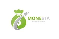 money bag logo design with the letter s inside it and an arrow coming out of it