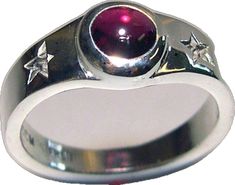 Celestial Ring, Star Garnet, Almandine Garnet, Raspberry Color, Garnet Ring, Rings Cool, Garnet Rings, Ring Sterling Silver, Bezel Setting