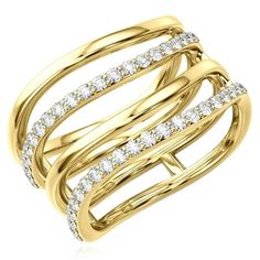 This meticulously crafted piece displays a harmonious interplay of bands that elegantly cross over and intertwine, symbolizing the beautiful complexities of life and relationships. The radiant diamonds, set against the timeless sheen of yellow gold, enhance the design's sophistication. Whether as a testament to life's intertwined journeys or as a statement of elegant style, this ring is sure to captivate and charm its beholder.Note: Made-to-order (ships in 4 business days). Product SpecificsAll Multi Band Ring, Double Halo Engagement Ring, Double Halo Engagement, Heart Accessories, Radiant Diamond, Diamond Anniversary, Rose Gold Metal, Anklet Bracelet, Real Diamonds