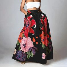 Bohemian High Waist Maxi Skirts Women Floral Printed Elegant A-Line Sk – Rarove Floral Print Maxi Skirt, High Waisted Maxi Skirt, Womens Maxi Skirts, Long Skirts For Women, A Line Mini Skirt, Half Skirt, Skirt Maxi, Floral Maxi Skirt, Party Skirt