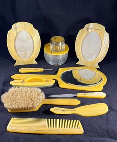 Antique Celluloid Vanity Set Art Deco Grooming 11 Pieces - Etsy Vanity Table Vintage, Hand Mirrors, Vanity Accessories, Deco Pattern, Dressing Table Set, Vintage Cosmetics, Shoe Horn, Art Deco Pattern, Vintage Suits