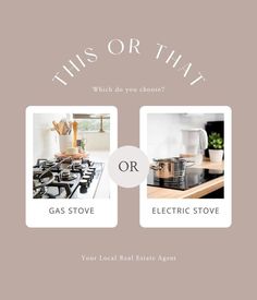 two different stoves with the words, this or that? and an electric stove