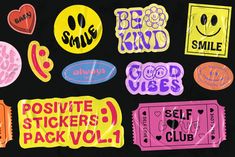 various stickers with smiley faces on them