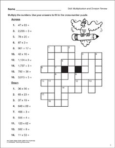 a crossword puzzle with numbers and symbols