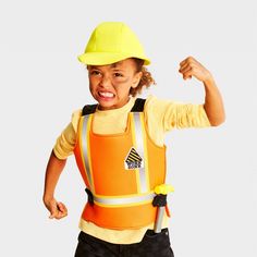 The Construction Worker Vest Halloween Costume Kit from Hyde & EEK! Boutique™ makes a perfect pick for your aspiring construction worker. This costume kit includes a vest, a hammer and a hat to help complete the look, while making it fun to indulge in imaginative play. Designed with lightweight fabric, this three-piece costume kit is suggested for ages 6 and up. Hyde & EEK! Boutique™: Thrilling delights. Curious oddities. Cupcake Halloween Costumes, Highlights Kids, Girl Halloween Costume, Construction For Kids, Halloween Costume Shop, Girl Halloween, Costume Themes, Construction Worker, Adult Halloween Costumes