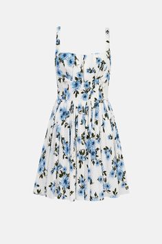 Tine Dress In Blue Dahlia Floral Print Bibione Cotton Blue Dahlia, Summer Dressing, Simple Summer Dresses, Emilia Wickstead, Flare Mini Dress, Easy Summer, Printed Mini Dress, Floral Printed, Floral Print Dress