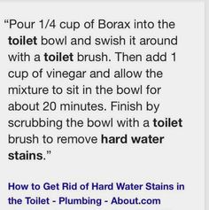 the instructions for how to get rid of hard water stains in the toilet - washing