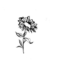 a black and white drawing of a flower