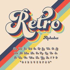 the font and numbers for retro alphabets are all in different colors, shapes, and sizes