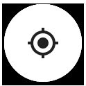 a white circle with a black dot in the center and an eyeball on it