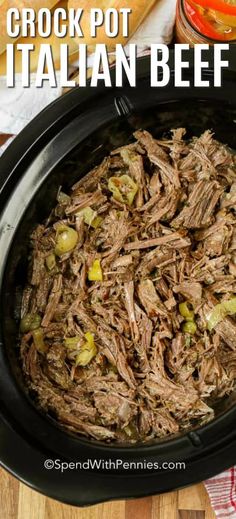 crock pot italian beef in a slow cooker