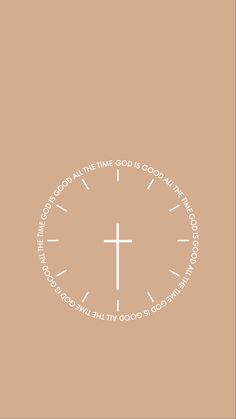 a clock with the words good times in white on a brown background, and an image of a cross above it