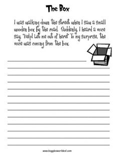 the box worksheet for students to practice reading and writing with their own words