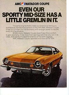 an old ad for the ford motor company, featuring a yellow sportsy mid - size car