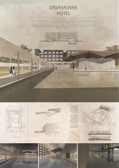 an architectural drawing shows the interior and exterior of a building, with several different sections in it