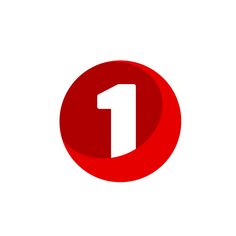 a red circle with the number one in it's center on a white background