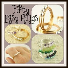 four different rings with pearls on them and the words fiffy easy rings written below