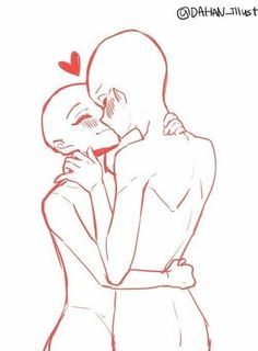 a drawing of two people hugging each other