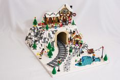 this is a lego model of a snow village