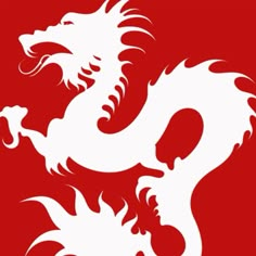 a white dragon on a red background