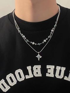 Guy Jewelry, Mode Hip Hop, Streetwear Jewelry, Star Decor, Mens Silver Jewelry, Pretty Jewelry Necklaces, Mens Fashion Jewelry, Boys Jewelry, Layered Chain