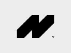 a black and white logo with the letter n