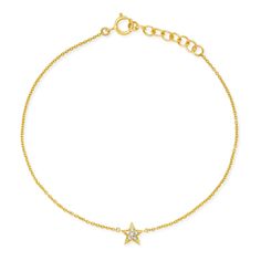 14k Yellow Gold 6.5" chain 0.0125 tcw Capsule Wardrobe Jewelry, Star Jewellery, Diamond Anklet, Jewelry Accessories Ideas, Nail Jewelry, Jewelry Lookbook, Diamond Star, Star Bracelet, Cute Bracelets