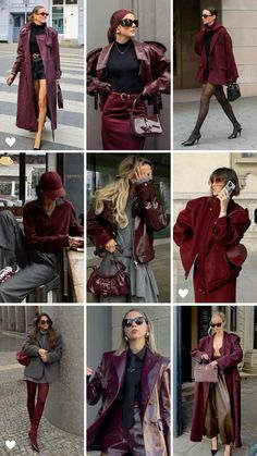 Trend Outfit Winter 2025, Gray Burgundy Outfit, Maroon Christmas Outfit, Winter Outfit 2024-2025, Winter2025 Outfit, Winter Fashion Trends 2024/25, Winter Outfit Inspiration 2024, Christmas Woman Outfits, Monochromatic Outfit Burgundy