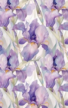 an image of purple flowers that are in the air on a white and blue background