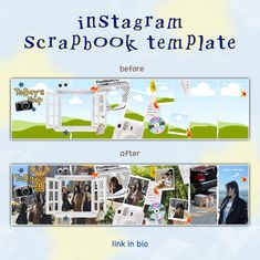 the instagram scrapbook template has been created to look like it is being used for advertising