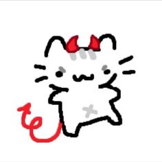 a drawing of a cat with a bow on it's head and the word ee spelled in red