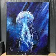 a painting of a jellyfish floating in space