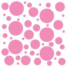 pink polka dots are arranged in the shape of circles on a white background, as well as