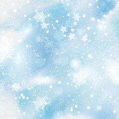 a blue and white background with snow flakes