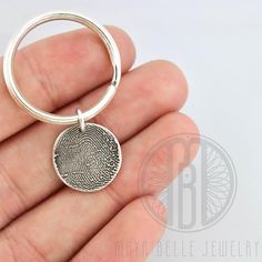 Fingerprint Keepsake, Fingerprint Keychain, St Michael Pendant, Shape Circle, Fingerprint Jewelry, Silver Key, Jewelry Website, Sterling Silver Engagement Rings, Small Charms