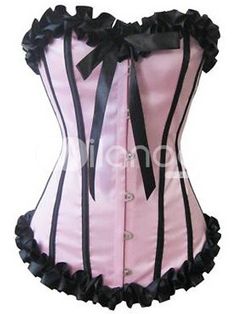 Ruffled Trim Pleated Front Button Satin Women's Corset - Milanoo.com Cheap Corset, Burlesque Outfit, Bridal Corset, Blue Corset, White Corset, Strapless Corset