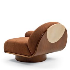 a brown chair with a white circle on it